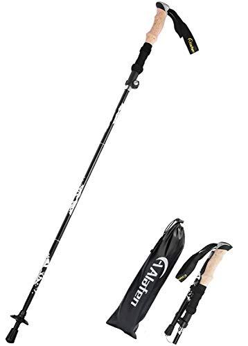 A ALAFEN Lightweight Collapsible Trekking Pole - 7075 Aluminum Adjustable Walking Stick for Hiking & Travel, Foldable Quick-Lock Design, Single Pole for Adults & Seniors, Fits 5'1" - 6'2", Black