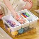 MACOPRO 17 QT Plastic Storage Box with Removable Tray, Bins with Lids, 2 Packs Clear Storage Container for Craft Supplies, Beads, Tools, Sewing, and Playdoh Organization(White, 2Pack-17QT)