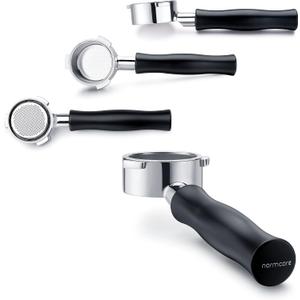 Normcore 51mm Naked Bottomless Portafilter 3 Ears Fits Delonghi Dedica EC680 and EC685, and SMEG & EUPA Coffee Machines with Anodized Aluminum Handle - Included Portafilter Filter Basket (Black)