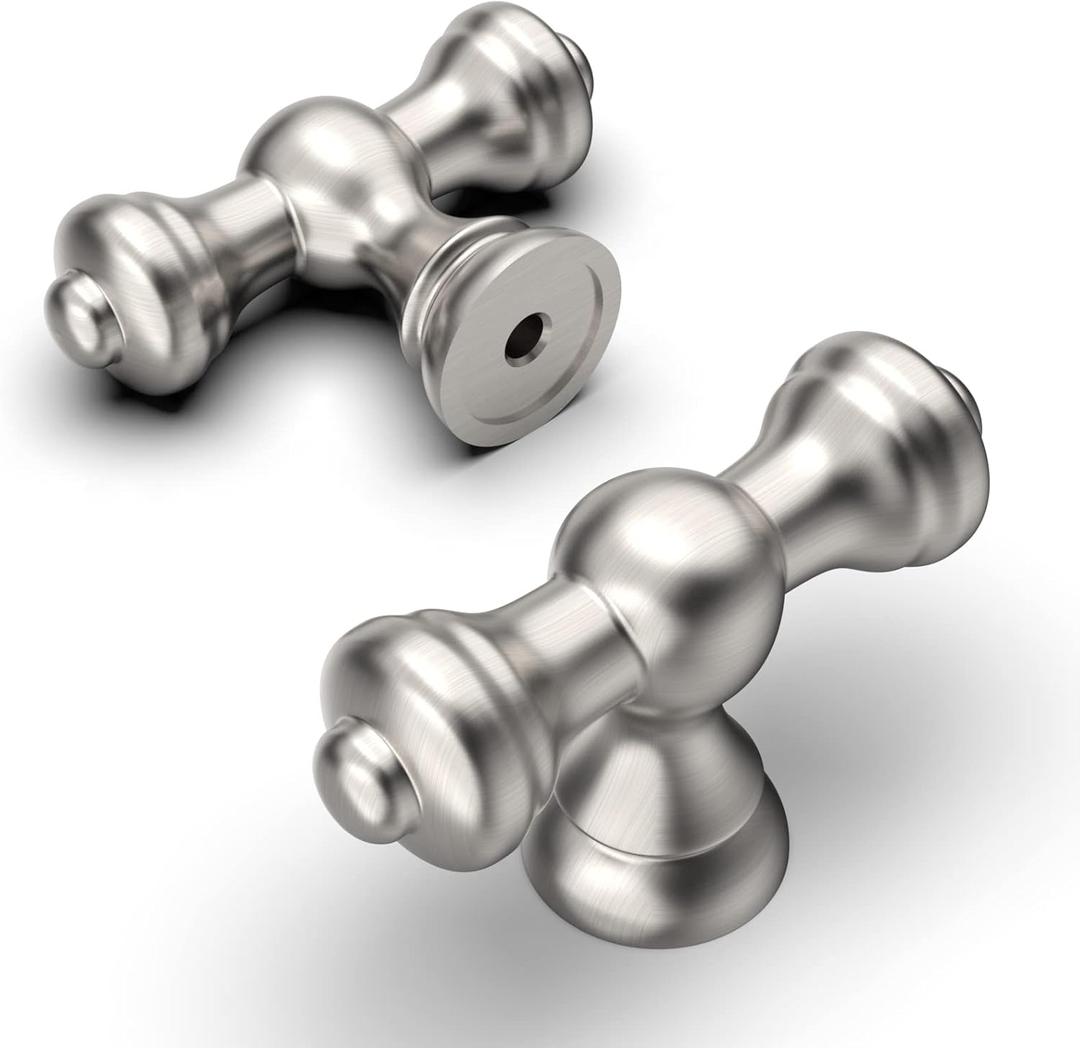 Amerdeco 10 Pack Brushed Satin Nickel Kitchen Cabinet Knobs 2.1 Inch(53mm) Single Hole Cabinet Handles Dresser Knobs Drawer Knobs and Pulls for Bathroom Cabinets