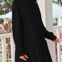 PRETTYGARDEN Womens Patchwork Sweatshirt Dress 2025 Fall Casual Long Sleeve Crewneck Pullover Cute Babydoll Mini Dresses (Black,Medium) (Black)