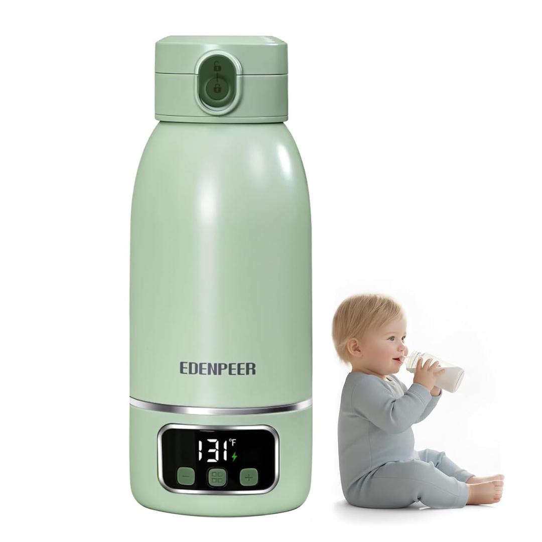 Upgraded Portable Bottle Warmer on The GoDual Heating Modes for Breast Milk & Water, 17.6 OZ 120 W Fastest Heating, 17400 mAh Battery, Precise Temperature Control, 48H Auto Keep Warm 24H Keep Cool (Green)