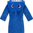 Kids Boys Girls Shark Soft Hooded Bathrobe Toddler Robe with Animal Hood