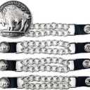 Milwaukee Leather 5 Cent Buffalo Medallion Vest Extender - Double Chrome Chains Genuine Leather 6.5" Extension 4-PCS MLA6009SET - 4 Inch