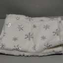 QueenDream White Fur Table Runner Silver Snowflakes Christmas Table Runner, Winter Xmas Holiday Kitchen Dining Table Decoration Indoor Outdoor Party Decor 13 x 48 Inch