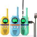 Walkie Talkies for Kids Rechargeable,Toys for Boys and Girls Ages 3-12, 3 Pack Long Range 2-Way Radios, Birthday Gifts, Christmas Stockings, Outdoor Play, Family Games, Hiking Camping Gear
