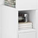 CHOEZON Narrow Side Table, 7.9" Small Nightstand with Drawer, Skinny Bedside Table, for Small Spaces, Flexible Open Compartment, for Bedroom, Living Room, White MBZ11WB, 15.7"L x 7.9"W x 23.6"H