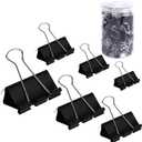Binder Clips Paper Clamps Assorted Sizes 200 Count (Black), Jumbo, Large, Medium, Small, Mini and Micro,6 Sizes with Box for Office, School and Home