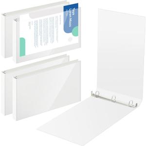 4 Pcs 11 x 17 Inch View Binders with Cover Pocket, 0.5 Inch, White