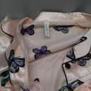 Umeyda Pajamas for Girls, Satin Silk Pjs Long Sleeves Soft Button Lounge Pants Sleepwear Set for Kids Teens, Baby Pink Butterfly, XS