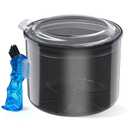 Denture Bath Cup with Cleaning Brush, Large Soaking Container with Strainer Basket for False Teeth & Night Guard, Oral Care Storage Holder for Home Use, Black