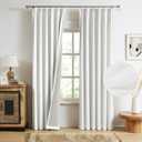 MAIHER White Linen Pinch Pleated Full Blackout Curtains 84 Inch Length for Bedroom, Thermal Insulated Back Tab Curtains Double Pleated Drapes with Hooks, 40"x84", 2 Panels (40"W x 84"L (Pack of 2), Greyish White)