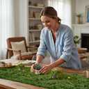 Artificial Moss Mat 11.8" x 8.85ft, Faux Moss Roll Runner Sheet for Crafts & Wedding Decor, Reusable Green Nylon Fake Moss Roll for Garden Theme Party, Fireplace & Table Display