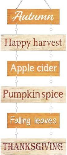 Hotop Fall Decorations for Home Thanksgiving Hanging Signs Metal Wall Plaque Autumn Wall Hanging Decor for Home Thanksgiving Autumn Office Indoor Outdoor Door Decor Sign(Retro Color)