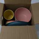 18PCS Wheat Straw Dinnerware Sets Unbreakable Dinnerware Sets Reusable Cups Plates and Bowls Sets Microwave Dinnerware Set for Kitchen Travel Camping (Colourful)