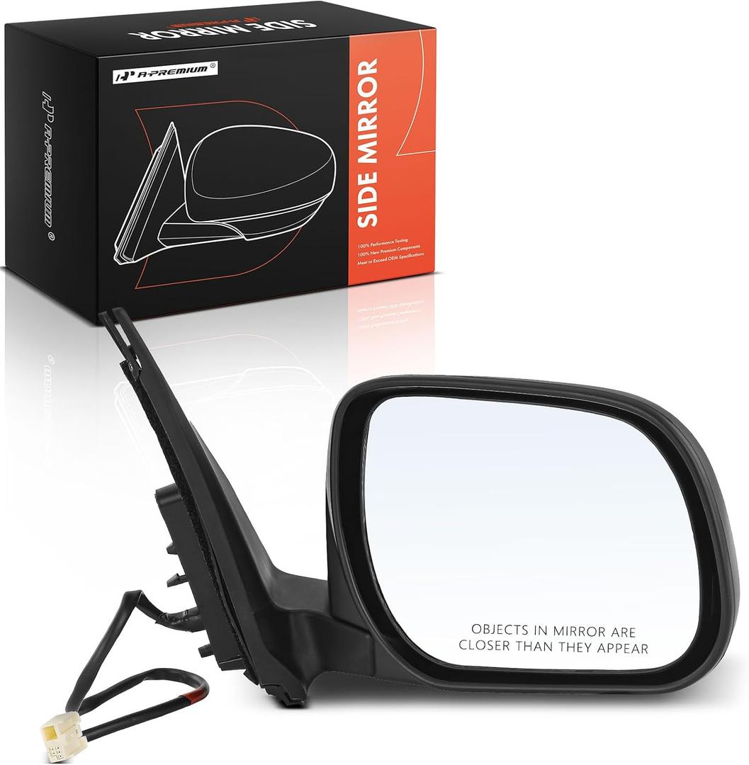 A-Premium Passenger Side Power Door Mirror - Compatible with Toyota RAV4 2009 2010 2011 2012 Japan Built - Non-Heated Folding Black Outside Rear View Mirror