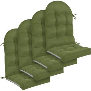 Geelin 4 Pcs Outdoor Patio Chair Cushion Thick High Back Adirondack Chair Cushion Tufted Weather & Fade Resistant Anti-Slip Outside Rocking Chairs Pads with Ties, 44 x 19 x 4 Inch (Moss Green)