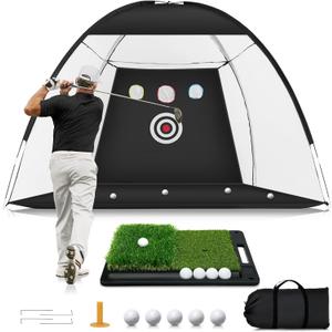Golf Net with Heavy-Duty Hitting Mat for Indoor & Outdoor Golf Hitting Chipping Swing Driving Practice, Mult-Targets 10x7ft Practice Nets for Backyard Driving, Gifts for Men Dad Husband Golfers