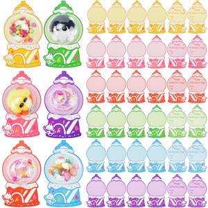 36 Pack Gumball Machine Valentines Day Cards with Clear Plastic Dome Candy Holders DIY Valentines Exchange Gift for School Classroom Party Supplies (Candy Not Included)