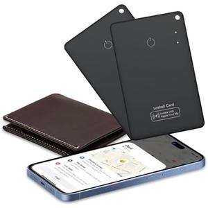 2 Pack Wallet Tracker Card [Apple MFi Certified] Air Tracker Tag (iOS only), IP68 0.06in Rechargeable Smart Card Work with Apple Find My, Keys Finder and Item Locator for Passport, Bags, Laptop, Black