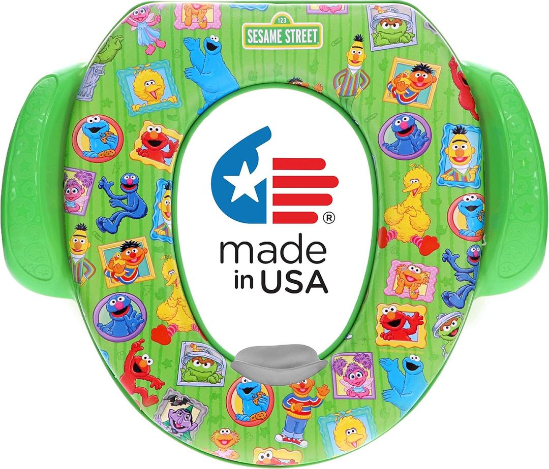 Sesame Street "Framed Friends" Soft Potty Seat and Potty Training Seat - Soft Cushion, Baby Potty Training, Safe, Easy to Clean (13.5 inches x 13.5 inches)