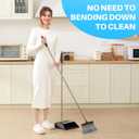 JOYMOOP Black Broom and Dustpan Set, Upright Angle Design with Built-in Comb Teeth for Home, Office, Hardwood Floors, Pet Hair