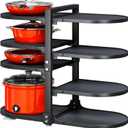 Pot and Pan Organizer for Cabinet, 8 Tier 21 Adjustable Cabinet Pan Organizer Rack Heavy Duty Pot Rack for Kitchen Storage, Snap-on Pot Pan Organizer with Panels for Stockpot and Steamer (Round)