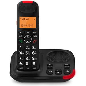 Sangyn Cordless Phone with Digital Answering Machine, Duplex Handset Speakerphone, Audio Assist, Speed Dialing,Big Buttons & Large Display for Home House Office,Black