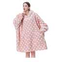 Aemicion Wearable Blanket for Women,Cozy Thick Hoodie Blanket,Warm Sherpa Oversized Sweatshirte Blanket Gifts for Women Girls Adult-Pink Polka Dot