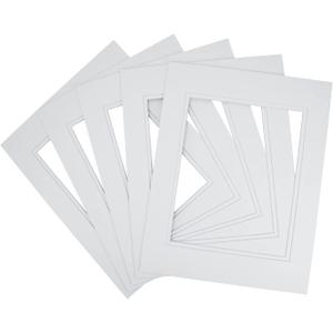 Golden State Art, 11x14 Double Mats for 8x10 - for Photos, Pictures, Frames - Acid-Free, 5 Pack, Off White Over Off White