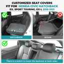 Seat Covers for Honda Civic Hatchback LX, EX, EXL, Sport, Touring, 2016-2021, Faux Leather Car Seats Cover Full Set Seatback Waterproof, Black Grey (60/40 Split Seatback)