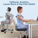 5 STARS UNITED Seat Cushion - Memory Foam Chair Cushion for Tailbone Pain Relief - Ergonomic Support for Coccyx, Sciatica & Butt - Office, Desk & Gaming Chair, Car Seat, Wheelchair, Airplane, D Gray