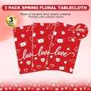 3 Pack Valentine Tablecloth 5484 Inch Rectangle, Red Pink Heart Fabric Table Cloth Disposable Rectangle Table Cover for Wedding Valentines Tables Decorations
