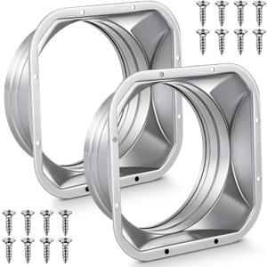 Zonon 2 Pcs 8 Inch Duct Connector Flange Metal Straight Pipe Flange Square to Round for Heating Cooling Ventilation System with 16 Screws