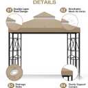 119''x119'' Canopy Replacement Top Double Tiered Gazebo Cover for Yard, Patio & Garden Durable Sunshade Replacement(No Frame)(Khaki)