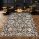 RUGSURE Washable Area Rugs - Perfect for Living Room, Bedroom, Kids Room, Nursery - Stain & Water Resistant Non-Slip, Pet & Child Friendly, Vintage Tribal Area Rugs (Ivory, 3' x 5 ')