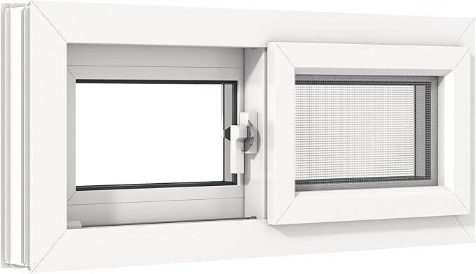 Basement Slider Window 32" x 14" Vinyl Basement Window, Featuring Double-Pane Insulated with Thermal Insulation Soundproof Glass, Removable Sliding Windows with Screen Windows