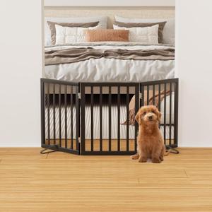Black 18-55" Foldable Pet Gate for Stairs & Doorways, Puppy Gate Fence (3 Panel - 55 inches Wide)