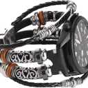 Compatible with Samsung Galaxy Watch 7&FE&6&5&4&3 Band/40mm 44mm/Watch 5 Pro/Watch 6&4 Classic 43mm/47mm/42mm/46mm/Active 2/Garmin Venu, 20mm Leather Bracelet Metal Buckle Strap for Women&Men