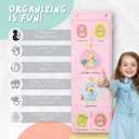 Room Hanging Storage Organizer, Fun & Colorful Storage & Organization for Clothes, Toys, & More. Wall & Door Attachable, Water-Resistant. Ideal for Kids' Room, Locker Kindergarten or Playroom (Pink)