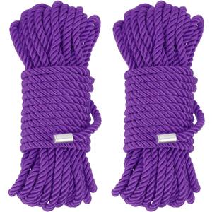 MECCANIXITY Silk Rope, Nylon Twisted Rope Satin Cord Braided 32ft 8mm Purple Durable Trim Multipurpose Thick Cord String for Handicrafts,Packaging,Knot Decorations and Camping, 2 Pack