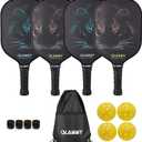 Graphite Pickleball Paddles Set- Premium Rackets Fiber Face & Polymer Honeycomb Core Pickleball Set Includes Pickleball Paddles + Pickleball Balls+ Replacement Soft Grip + 1 Bag