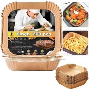 Air Fryer Liners Disposable for Instant Pot Vortex Plus 6QT XL Air Fryer, Instant Pot 6 QT Air Fryer Liners, 200Pcs Parchment Paper Liners for 6-8qt Air Fryer