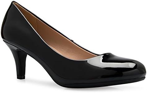 Olivia K Women's Comfort Classic Round Toe Kitten Low Mid Heel Dress Pumps Size 8