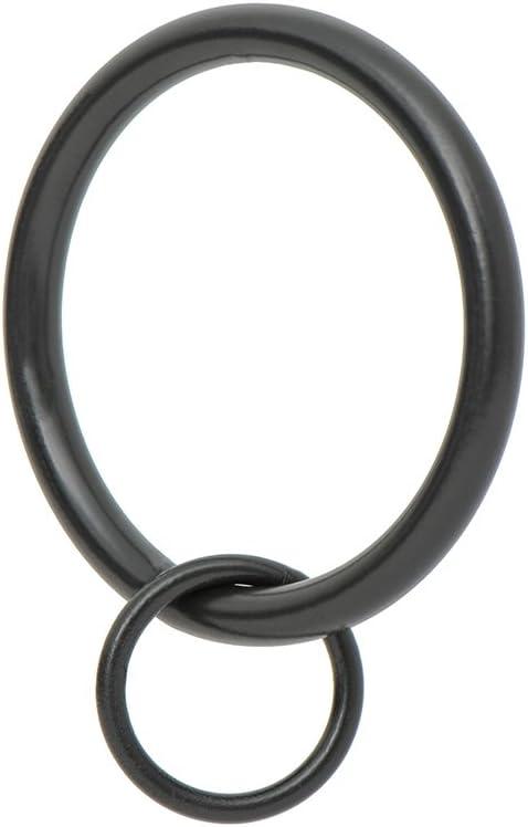Ivilon Drapery Eyelet Curtain Rings - 1.7" Ring Loop for Hook Pins, Set of 14 - Black
