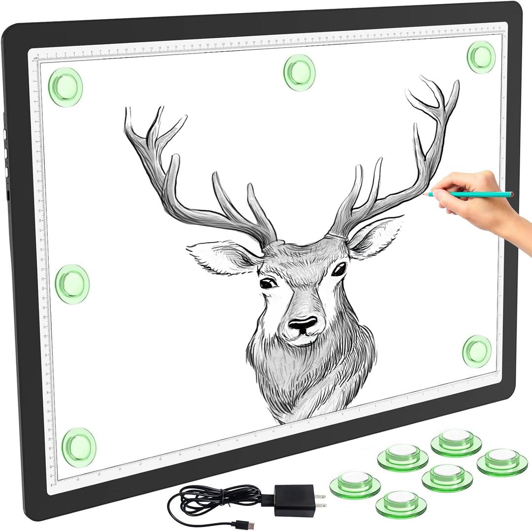 Phylosal Magnetic A2 Light Pad 25.2''x18.4'', Large 3-Color Modes Light Box, Diamond Art Light Board, Lightbox for Tracing and Drawing, USB Power Artcraft Light Table for Sketching, Weeding Vinyl