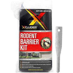 Xcluder Rodent Control Fill Fabric, Large DIY Kit with Inspection and Fit Tool, Stainless Steel Wool, Stops Rats and Mice