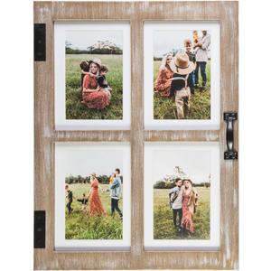 GLM 5x7 Picture Frame Collage with 4 Photos - Display Your Favorite Memories - Collage Picture Frames That Fit Any 4x6 or 5x7 Photo (Brown) (1 Pack)