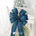 AIMUDI Christmas Tree Bows 10×20'' Navy Blue Green Plaid Bows for Gift Wrapping Wreath Bows with Wire Edge Premade Gift Bows for Craft Present Fireplace Holiday Christmas Decorations, 2 PCs