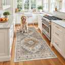 Madane Hallway Runner Rug 3x6 - Washable Kitchen Rugs Entryway Rug Runner Vintage Soft Floor Mat Non Slip Indoor Farmhouse Carpet for Bathroom Living Room Bedroom (3 X 6, Turmeric/Grey)